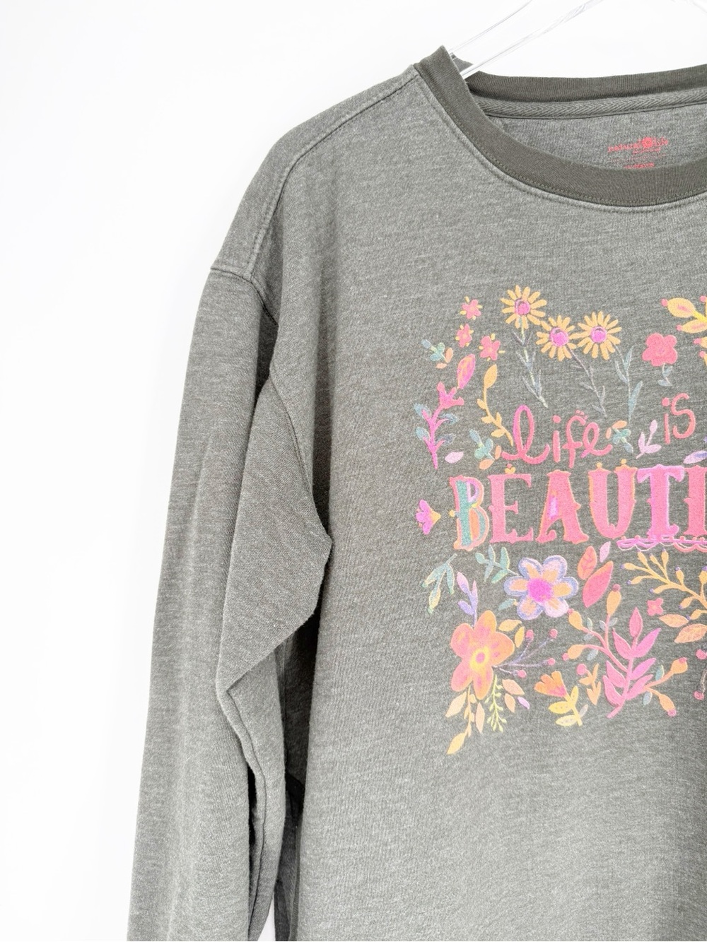 Natural Life Life is Beautiful Sweatshirt XL Green - Picture 4 of 6